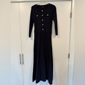 NWOT Karen Millen navy blue knit dress with gold buttons